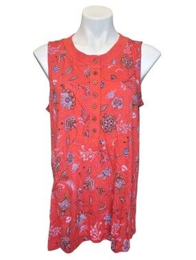 J. Jill Womens Large Red Floral Sleeveless Top